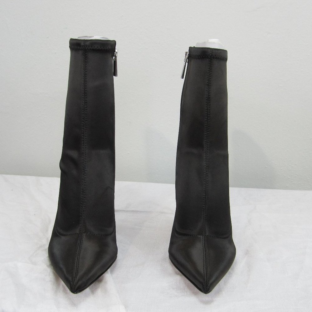 BCBG Jolie Stretch Satin black 6M heeled bootie - Picture 2 of 8